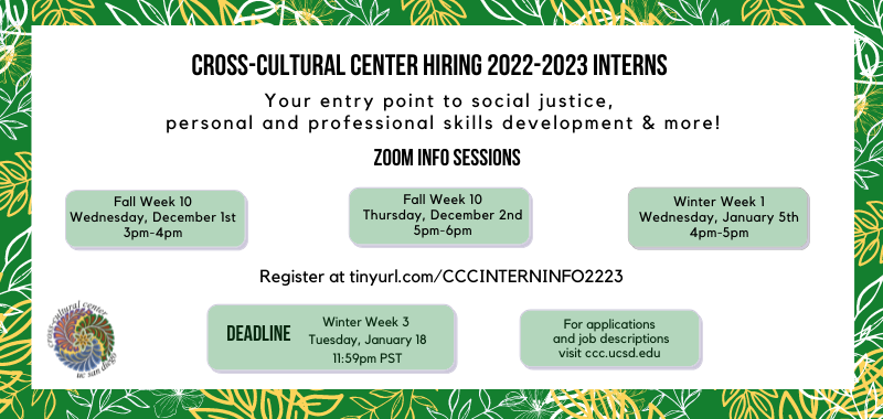 Cross-Cultural Center Hiring 2022-2023 Interns!